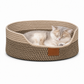 Integrated Cat Bed and Scratching Board with Removable Cushion Durable Scratch Resistant Round Cat Nest for Indoor Cats
