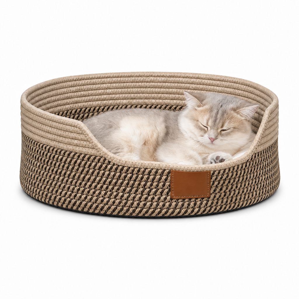 Integrated Cat Bed and Scratching Board with Removable Cushion Durable Scratch Resistant Round Cat Nest for Indoor Cats