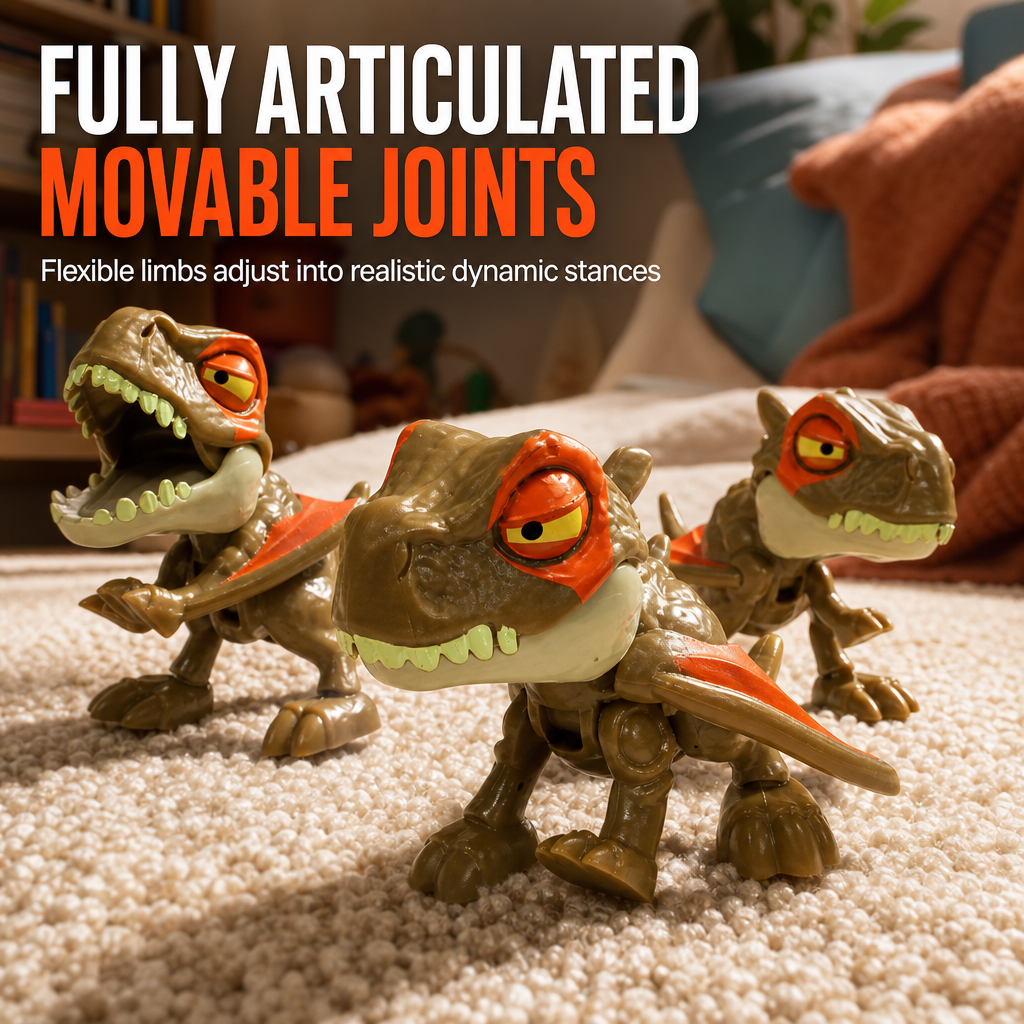 Mini Finger Biting Dinosaur Toy with Movable Joints Realistic Dinosaur Action Figure Toy for Kids