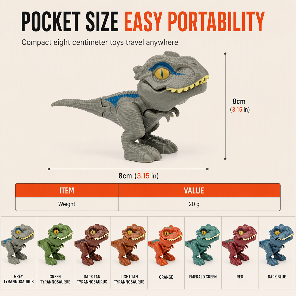 Mini Finger Biting Dinosaur Toy with Movable Joints Realistic Dinosaur Action Figure Toy for Kids