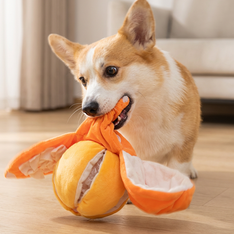 🍊Hide & Seek Orange Plush Dog Toy🐶