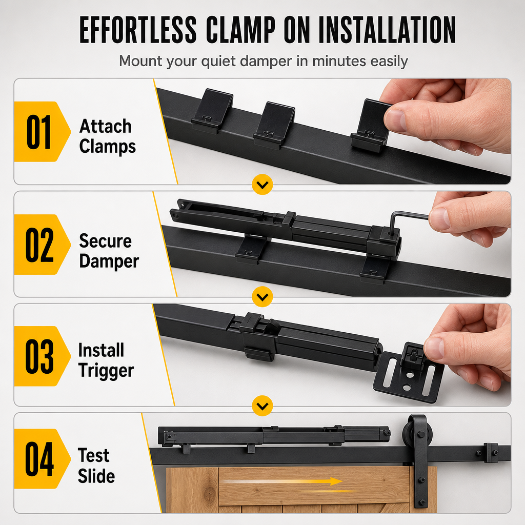 📢📢50% OFF !! ⏰Sliding Barn Door Soft Close Mechanism POM Material Track Buffer Damper Kit with No-Drill Installation