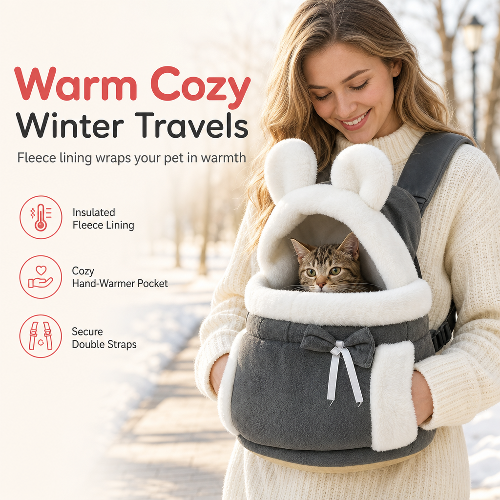 🐾 Limited-Time Offer! 🔥 Fleece-Lined Pet Carrier Backpack 🎒– Keep Your Cat Cosy & Close on Chilly Autumn & Winter Adventures ✨