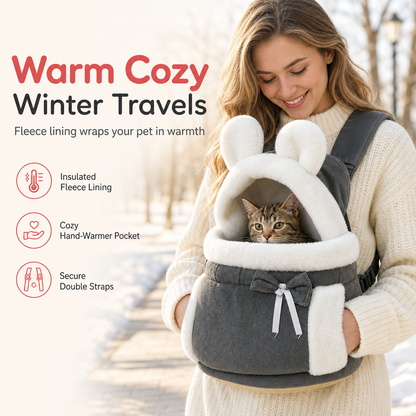 🐾 Limited-Time Offer! 🔥 Fleece-Lined Pet Carrier Backpack 🎒– Keep Your Cat Cosy & Close on Chilly Autumn & Winter Adventures ✨