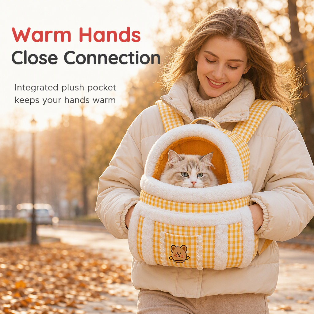 🐾 Limited-Time Offer! 🔥 Fleece-Lined Pet Carrier Backpack 🎒– Keep Your Cat Cosy & Close on Chilly Autumn & Winter Adventures ✨