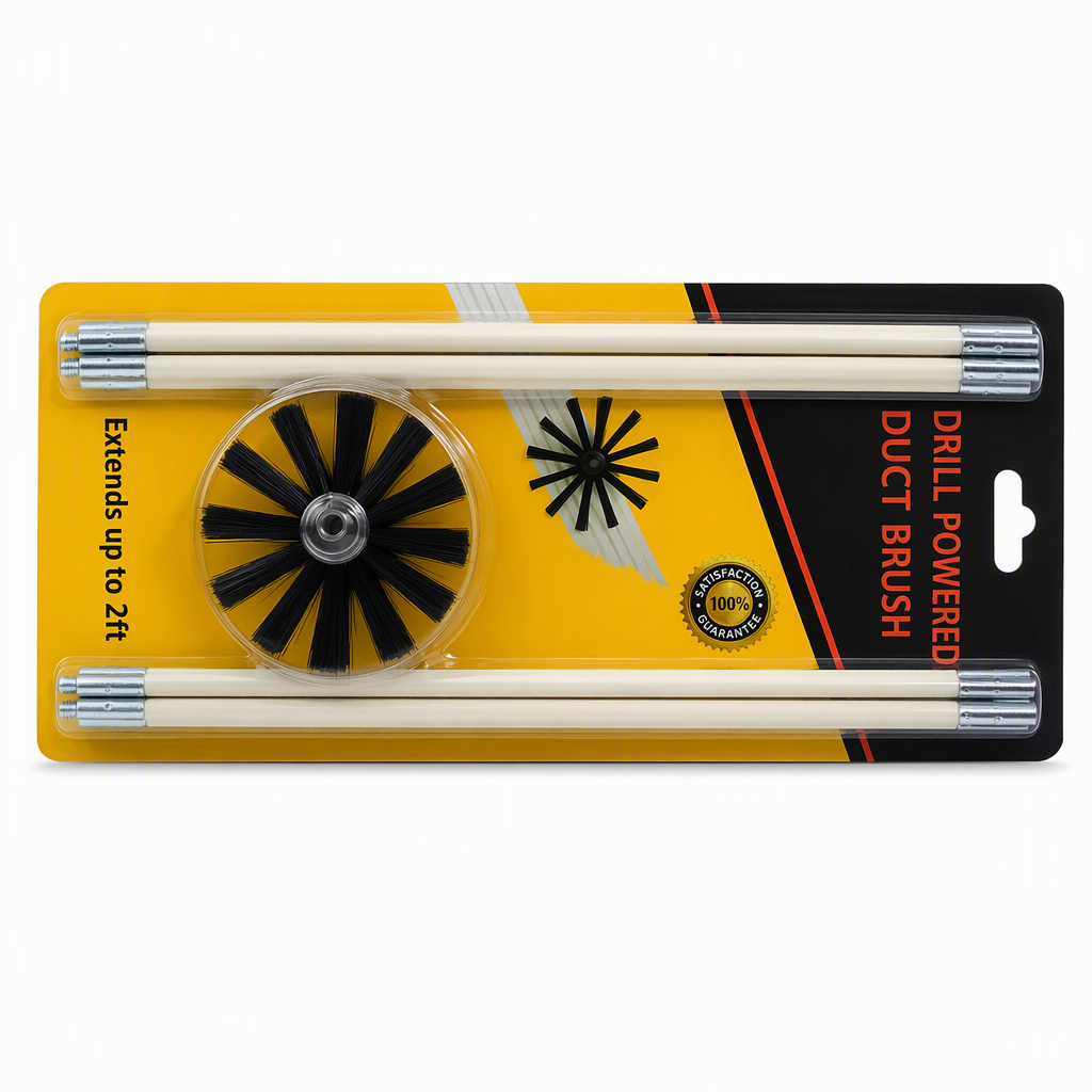 Rotary Chimney and Dryer Duct Cleaning Brush Kit with Flexible Rods and Nylon Brush Head for Boiler and Pipe Cleaning