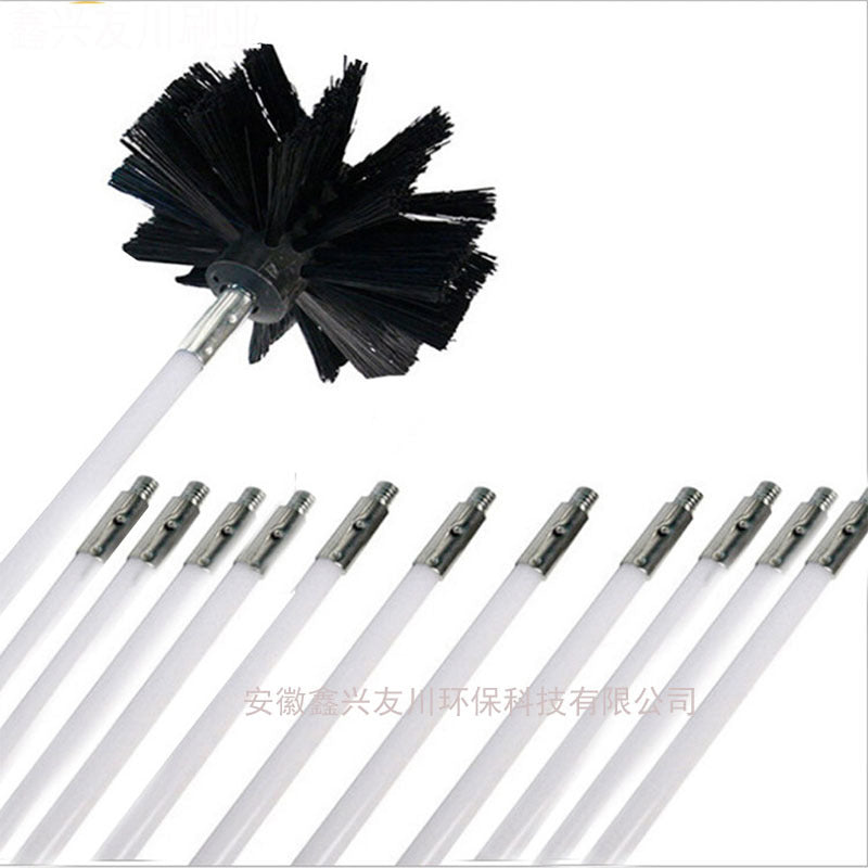 Rotary Chimney and Dryer Duct Cleaning Brush Kit with Flexible Rods and Nylon Brush Head for Boiler and Pipe Cleaning