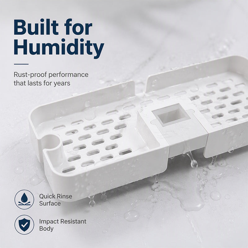 🚿 Adjustable Shower Riser Rail Storage Rack – No-Drill Clamp-On Organizer for Shampoo & Soap ✨