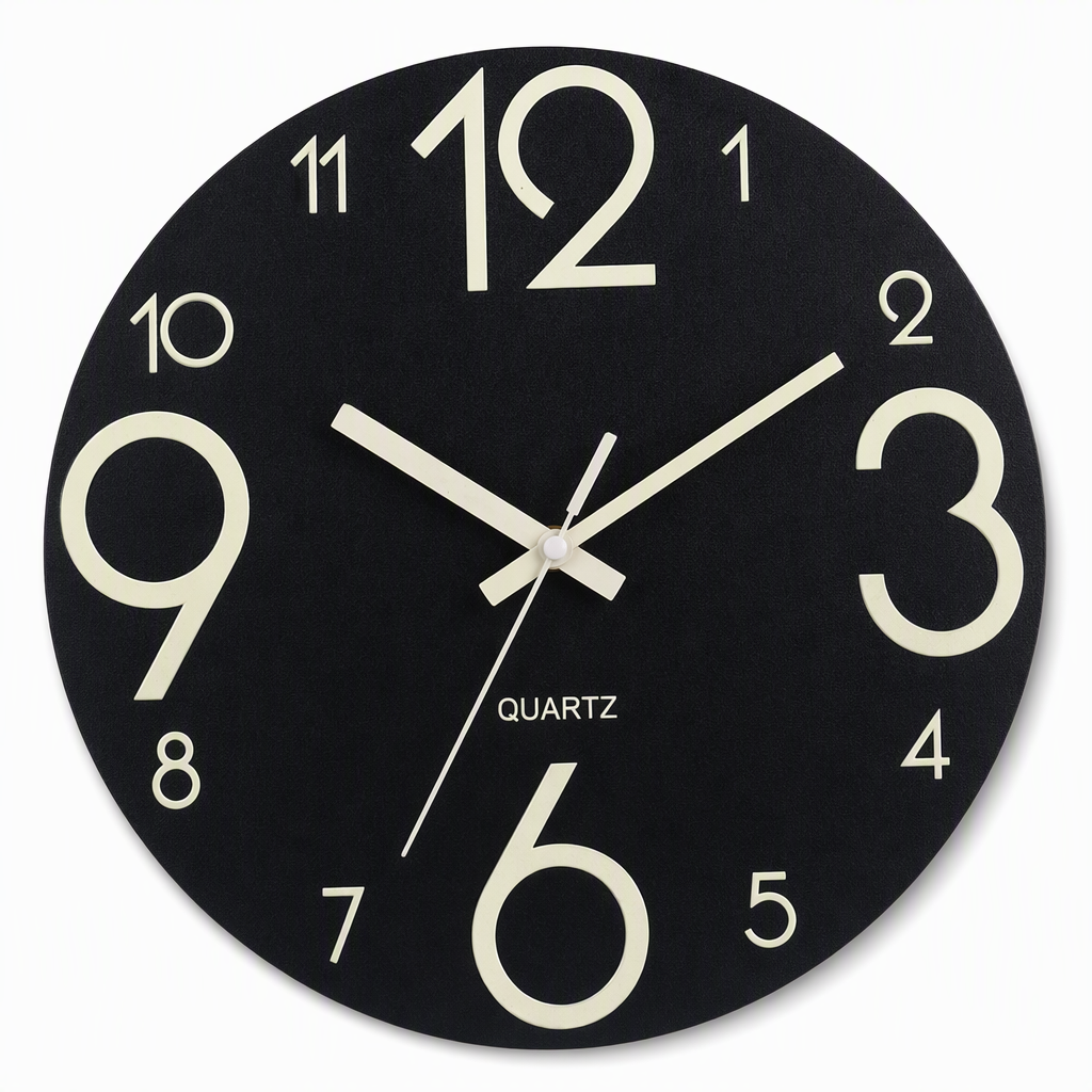 ⏳🔥LIMITED-TIME 50% OFF! ⏰12-Inch Silent Wooden Wall Clock – Luminous Glow & MDF Wood Grain✨