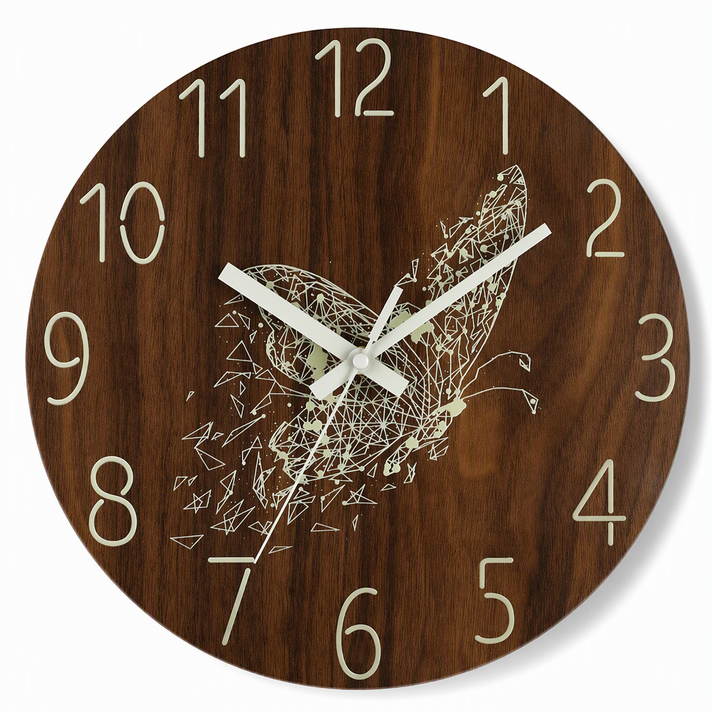 ⏳🔥LIMITED-TIME 50% OFF! ⏰12-Inch Silent Wooden Wall Clock – Luminous Glow & MDF Wood Grain✨