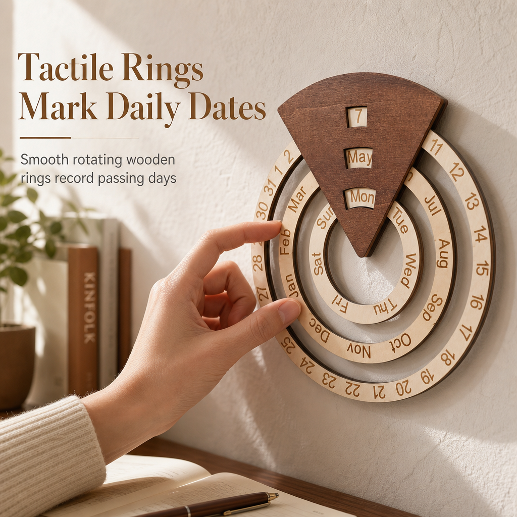 📢📢50% OFF !! ⏰ Circular Wooden Rotating Perpetual Calendar – Artistic, Interactive, Timeless ✨