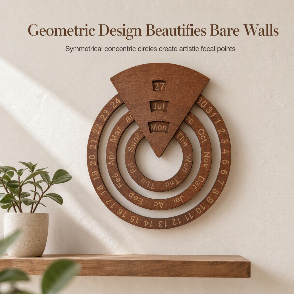 📢📢50% OFF !! ⏰ Circular Wooden Rotating Perpetual Calendar – Artistic, Interactive, Timeless ✨
