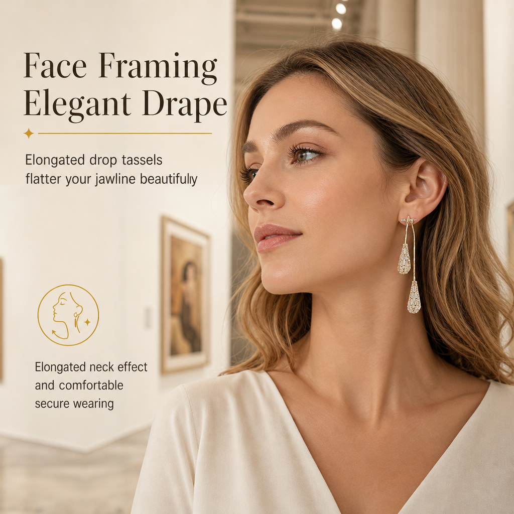 📢📢50% OFF !! ⏰Women's Dual Wear Zircon Water Drop Tassel Earrings✨Gold Plated Elegant Drop Earrings