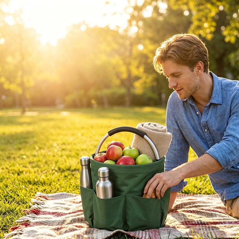 🌳 Foldable Storage Basket with Pockets – 50% OFF! Premium fabric, easy collapse design, 28x28cm – organise garden tools, snacks & essentials. 🌟