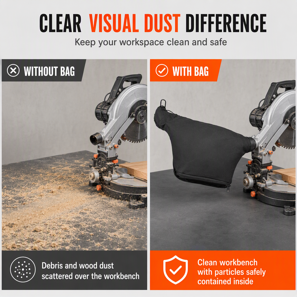 📢📢50% OFF !! ⏰Dust Collection Bag with Steel Wire Clamp for 10 Inch 255 Aluminum and Miter Saw