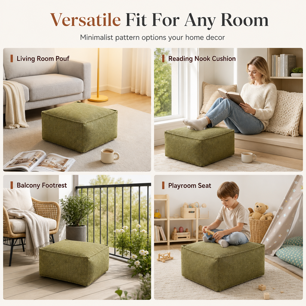 🧺 Storage Stool Cover: Fill with Clothes, 100kg Support, Wide Zipper, Washable, 45x45x23cm