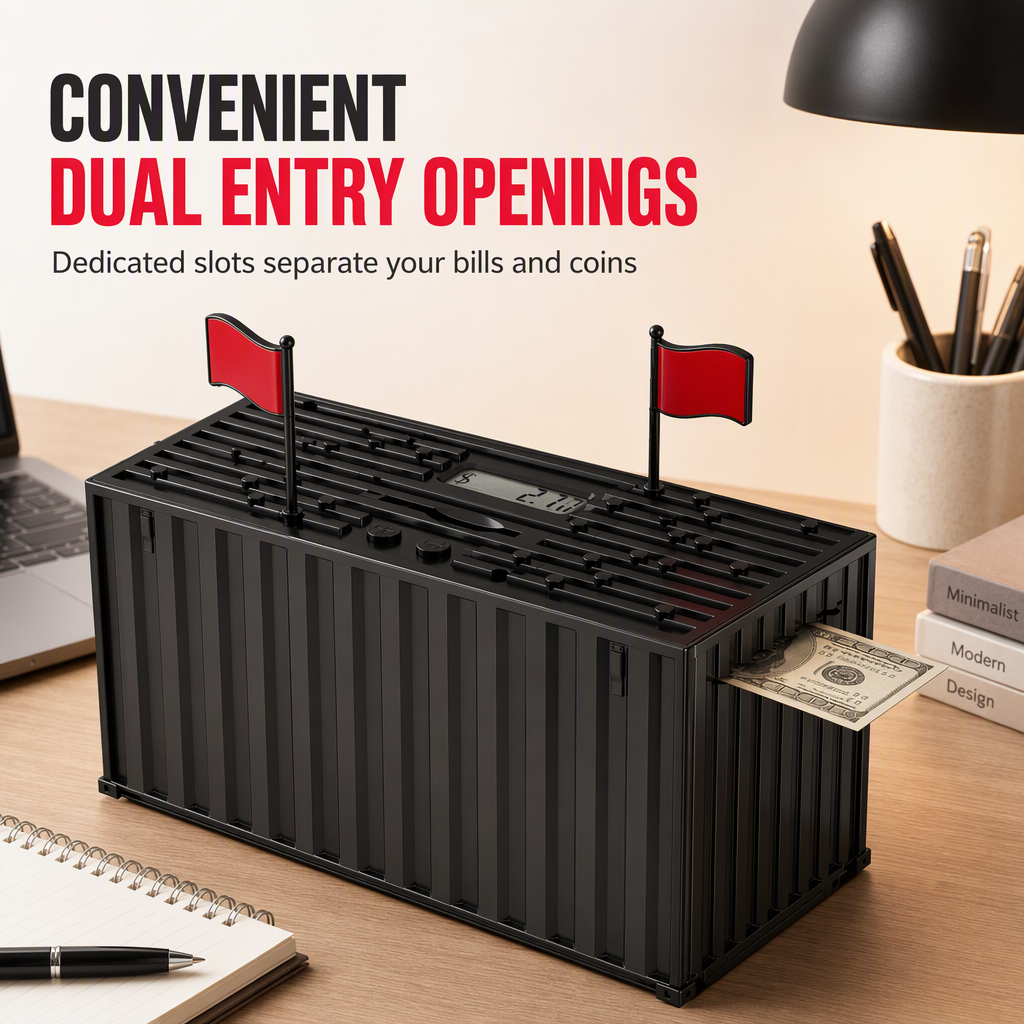📢📢50% OFF !! ⏰Digital Coin Savings Jar Shipping Container Shaped Piggy Bank with Automatic Coin Counting for USD EUR GBP Coins Battery Operated Money Bank