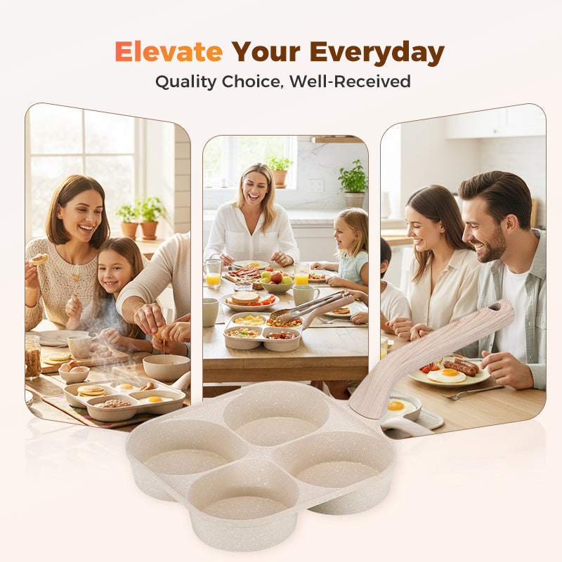 4-Cup Divided Non-Stick Frying Pan For Breakfast