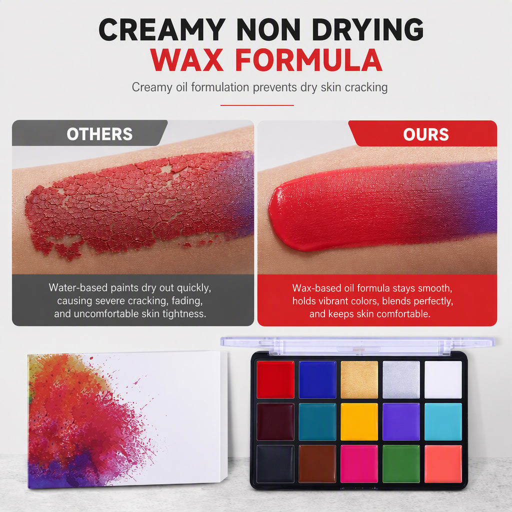 ⏳🔥LIMITED-TIME 50% OFF! ⏰15 Colors Oil Based Face and Body Paint Palette