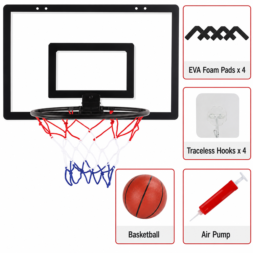 ⏳🔥LIMITED-TIME 50% OFF! ⏰No Drill Wall Mounted Folding Basketball Hoop Toy Set for Kids Indoor and Outdoor Play