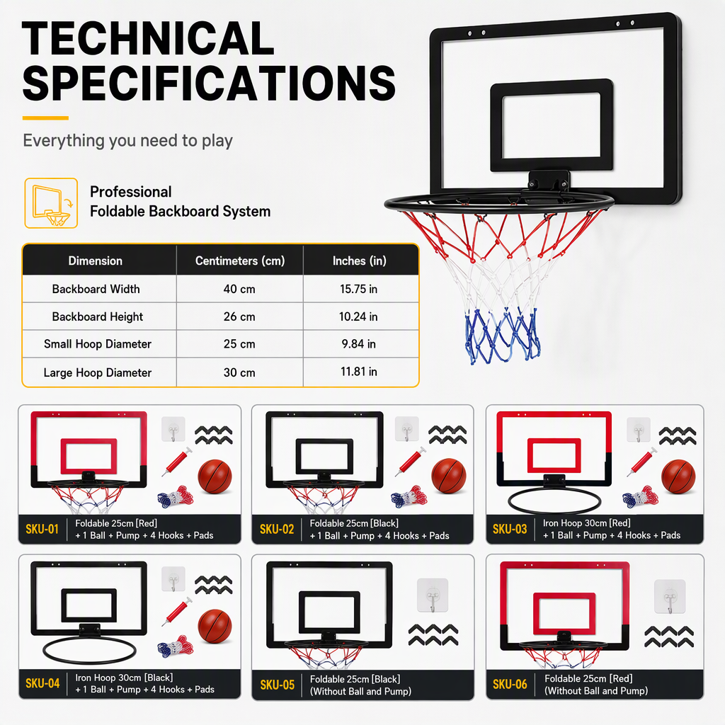 ⏳🔥LIMITED-TIME 50% OFF! ⏰No Drill Wall Mounted Folding Basketball Hoop Toy Set for Kids Indoor and Outdoor Play