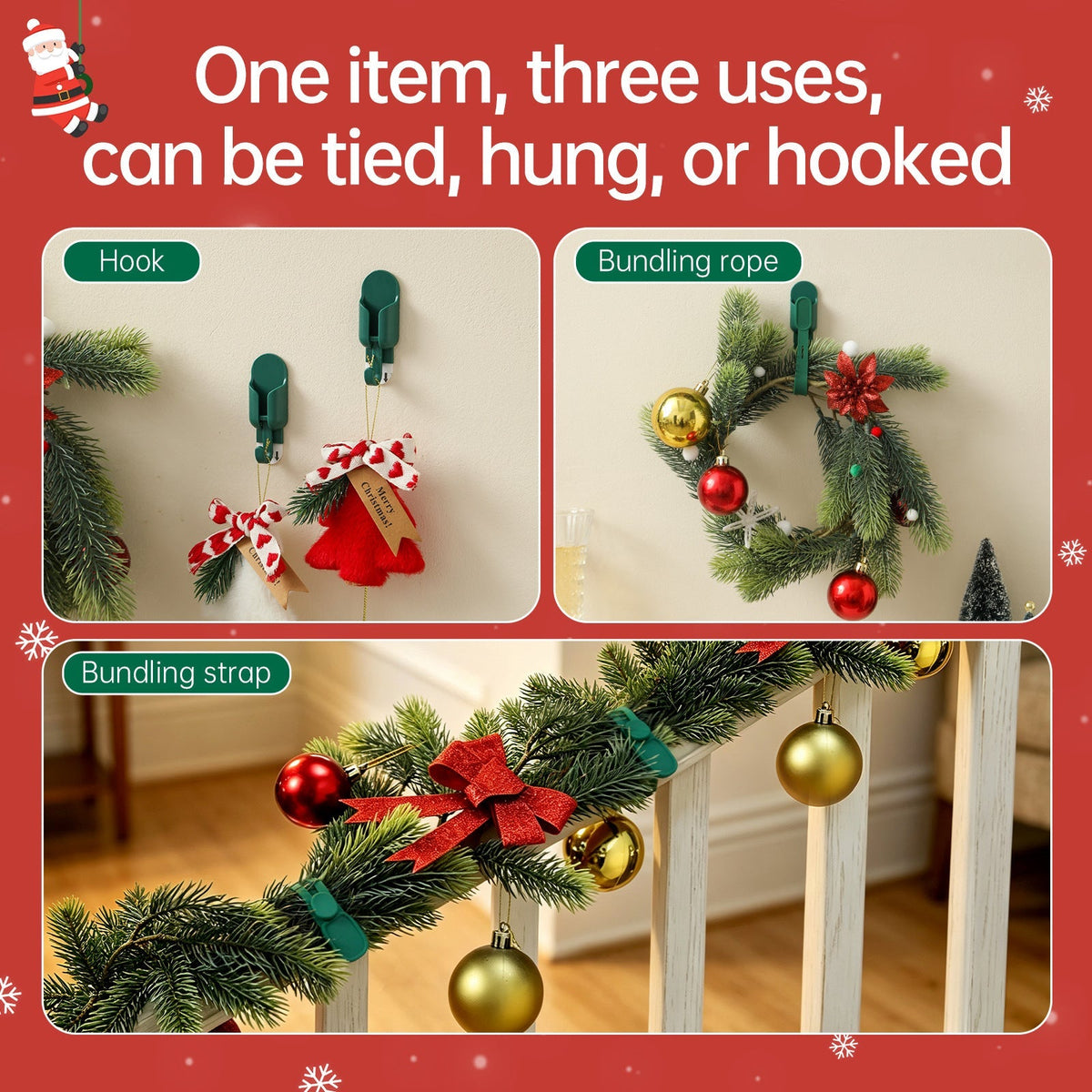 Silicone Christmas Wreath Ties and Hooks