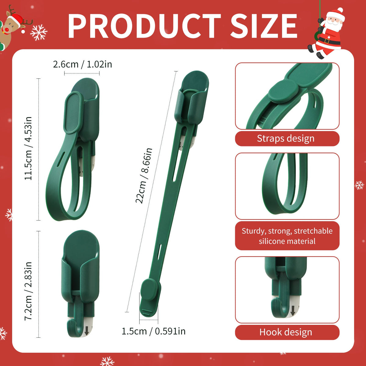 Silicone Christmas Wreath Ties and Hooks