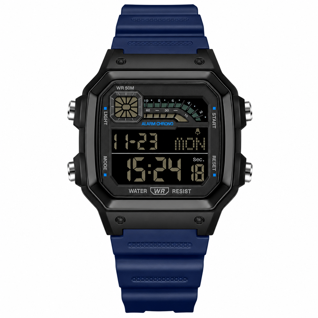 Square Digital Sports Watch Waterproof Outdoor Electronic Calendar Wristwatch for Men and Women