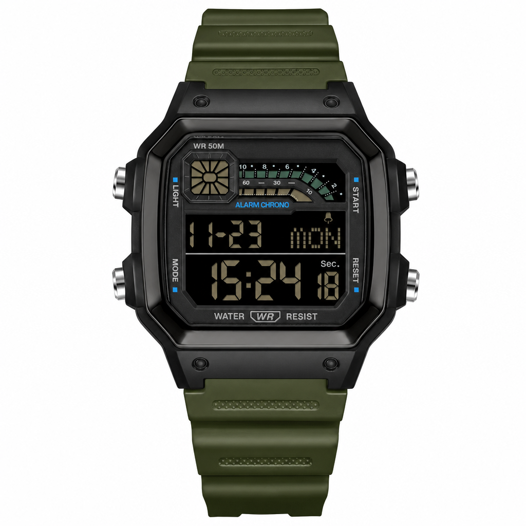 Square Digital Sports Watch Waterproof Outdoor Electronic Calendar Wristwatch for Men and Women