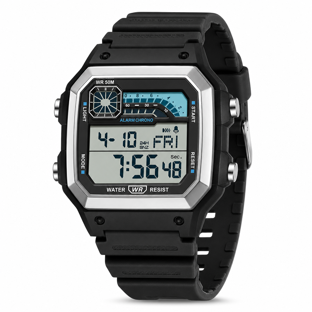 Square Digital Sports Watch Waterproof Outdoor Electronic Calendar Wristwatch for Men and Women