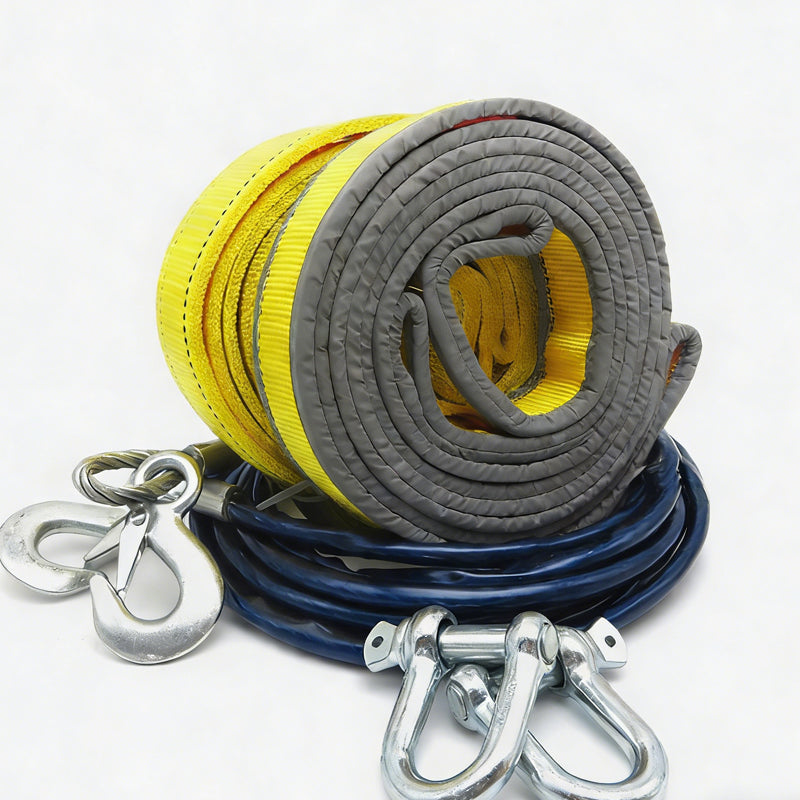 🚙 8-Ton Tow Rope with U-Shackle Hooks – Strong & Reliable 💪