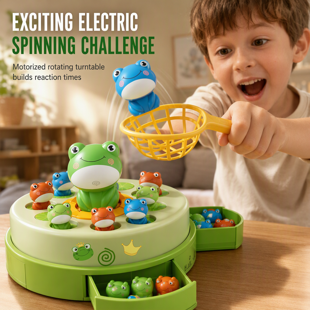 Kids Electric Rotating Disc Toy with Bouncing Frogs