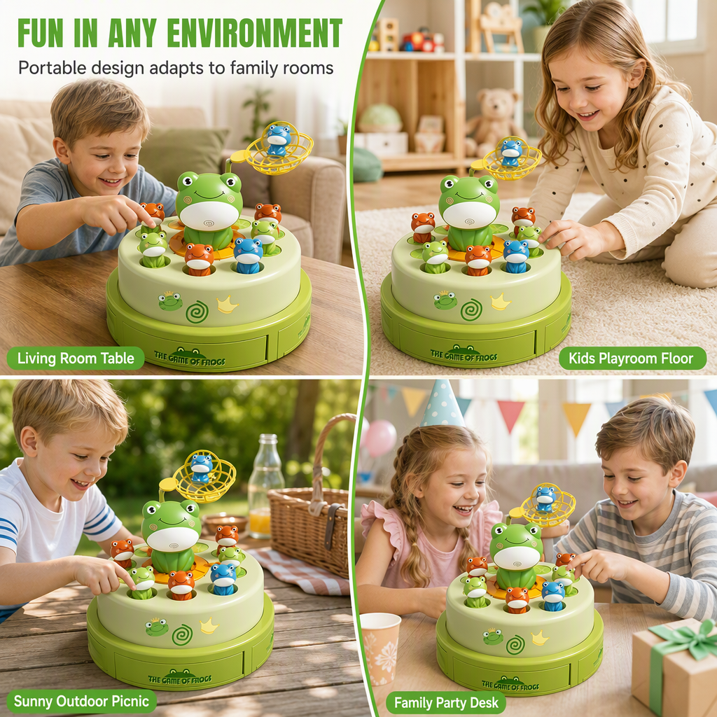 Kids Electric Rotating Disc Toy with Bouncing Frogs