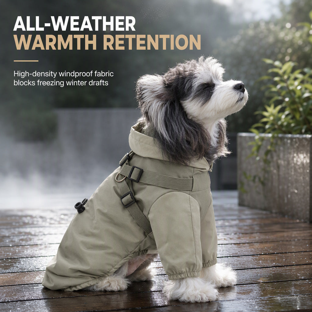 🐕 Winter Pet Jacket: Integrated Leash Ring, Fleece-Lined, Waterproof, Chafe-Free, XS-2XL