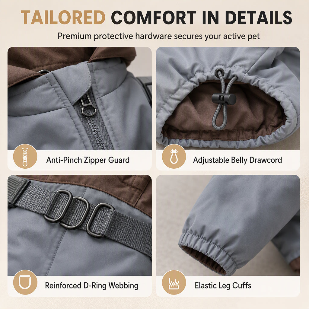 🐕 Winter Pet Jacket: Integrated Leash Ring, Fleece-Lined, Waterproof, Chafe-Free, XS-2XL