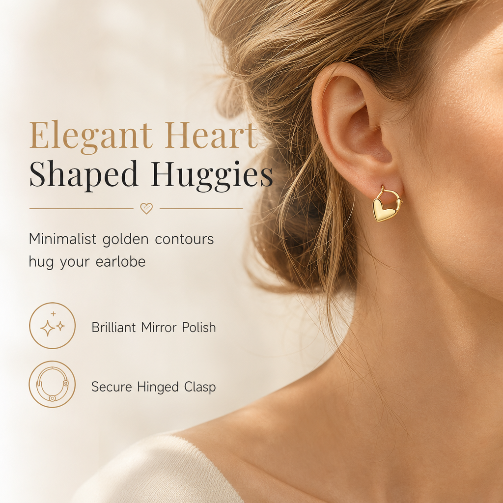 ⏳Limited-time 50% off⏰Minimalist Smooth Heart Huggie Hoop Earrings for Women💖👂