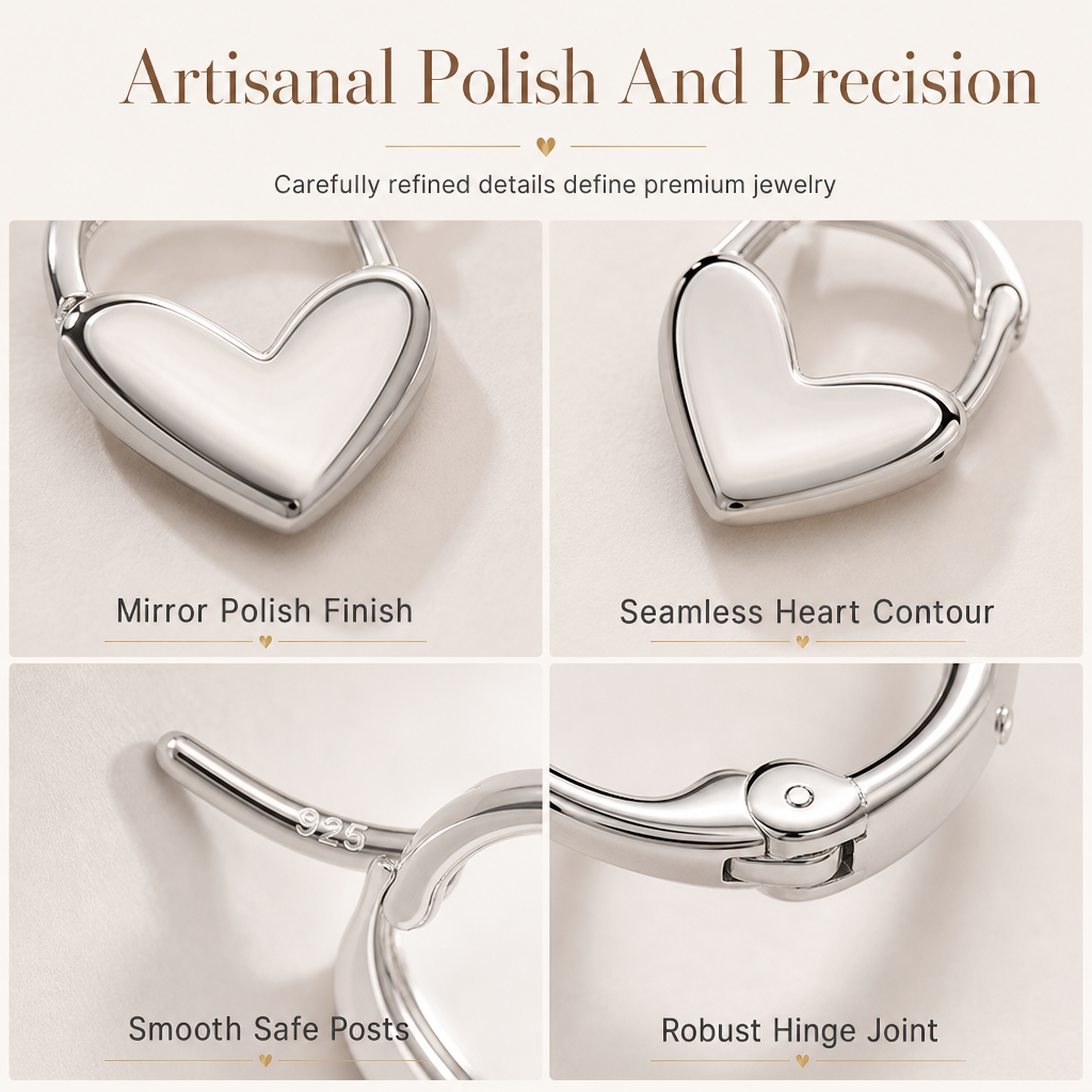 ⏳Limited-time 50% off⏰Minimalist Smooth Heart Huggie Hoop Earrings for Women💖👂
