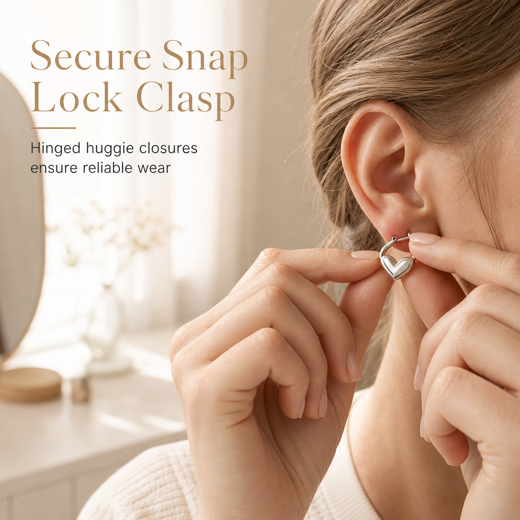 ⏳Limited-time 50% off⏰Minimalist Smooth Heart Huggie Hoop Earrings for Women💖👂