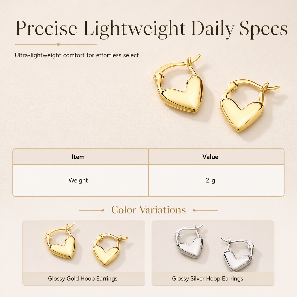 ⏳Limited-time 50% off⏰Minimalist Smooth Heart Huggie Hoop Earrings for Women💖👂