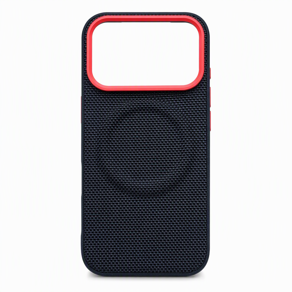 Magnetic Woven Texture Protective Phone Case with Gold Trim
