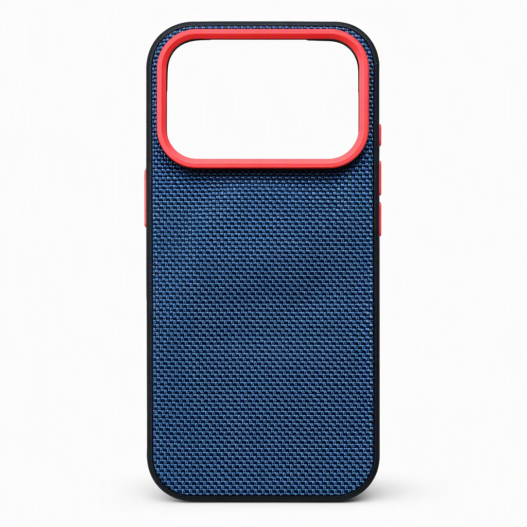 Magnetic Woven Texture Protective Phone Case with Gold Trim