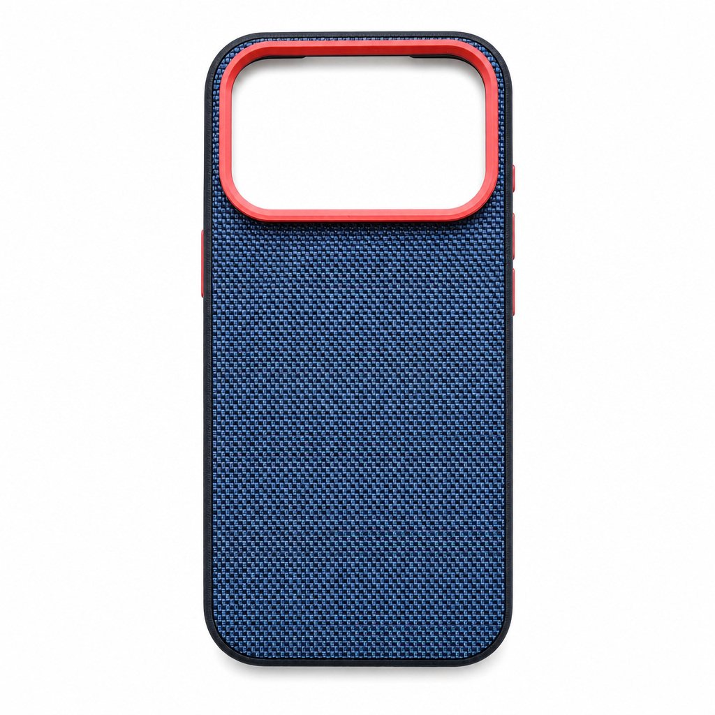 Magnetic Woven Texture Protective Phone Case with Gold Trim