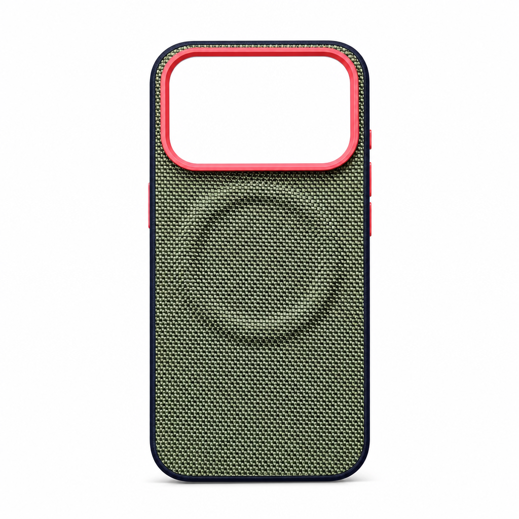 Magnetic Woven Texture Protective Phone Case with Gold Trim