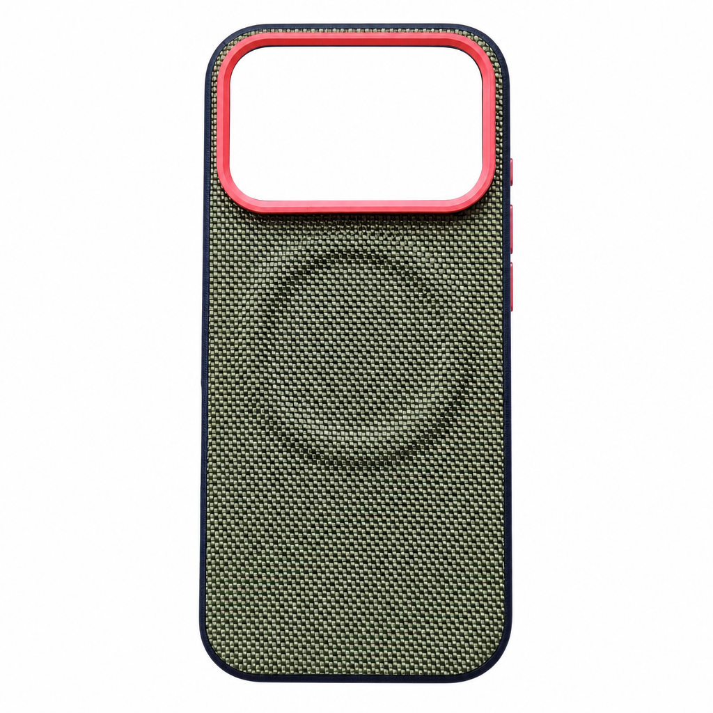 Magnetic Woven Texture Protective Phone Case with Gold Trim