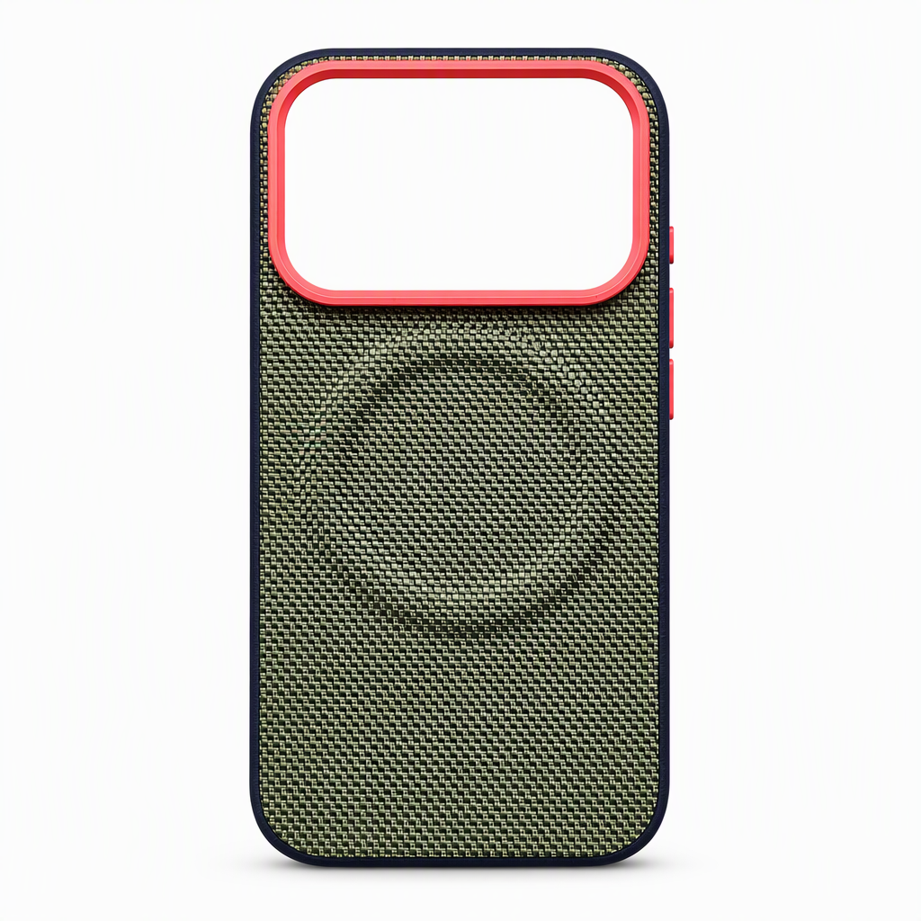 Magnetic Woven Texture Protective Phone Case with Gold Trim