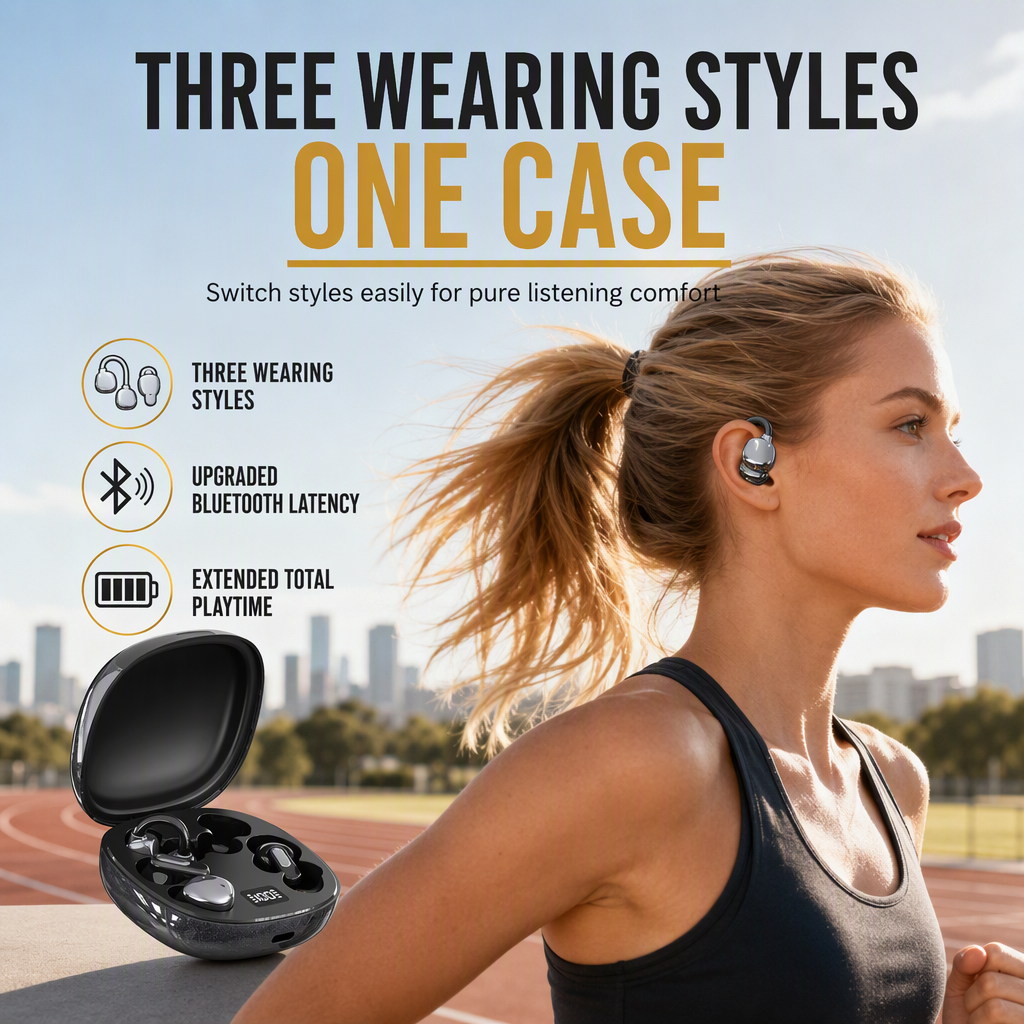 🎧✨ 3-in-1 Bluetooth Headset – 50% OFF! Sports clips + mini sleep buds, ergonomic fit, compact case – one set for workouts & deep sleep. 😴