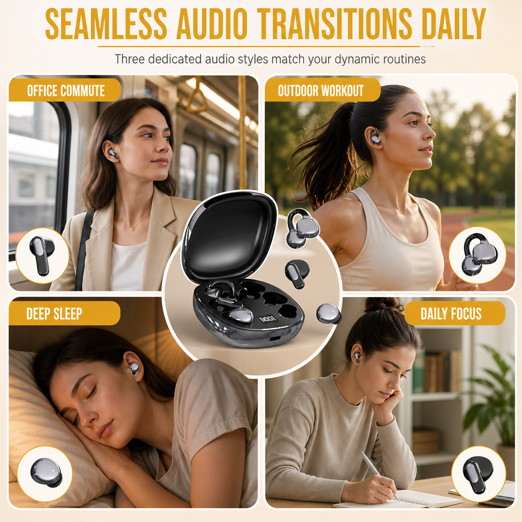 🎧✨ 3-in-1 Bluetooth Headset – 50% OFF! Sports clips + mini sleep buds, ergonomic fit, compact case – one set for workouts & deep sleep. 😴
