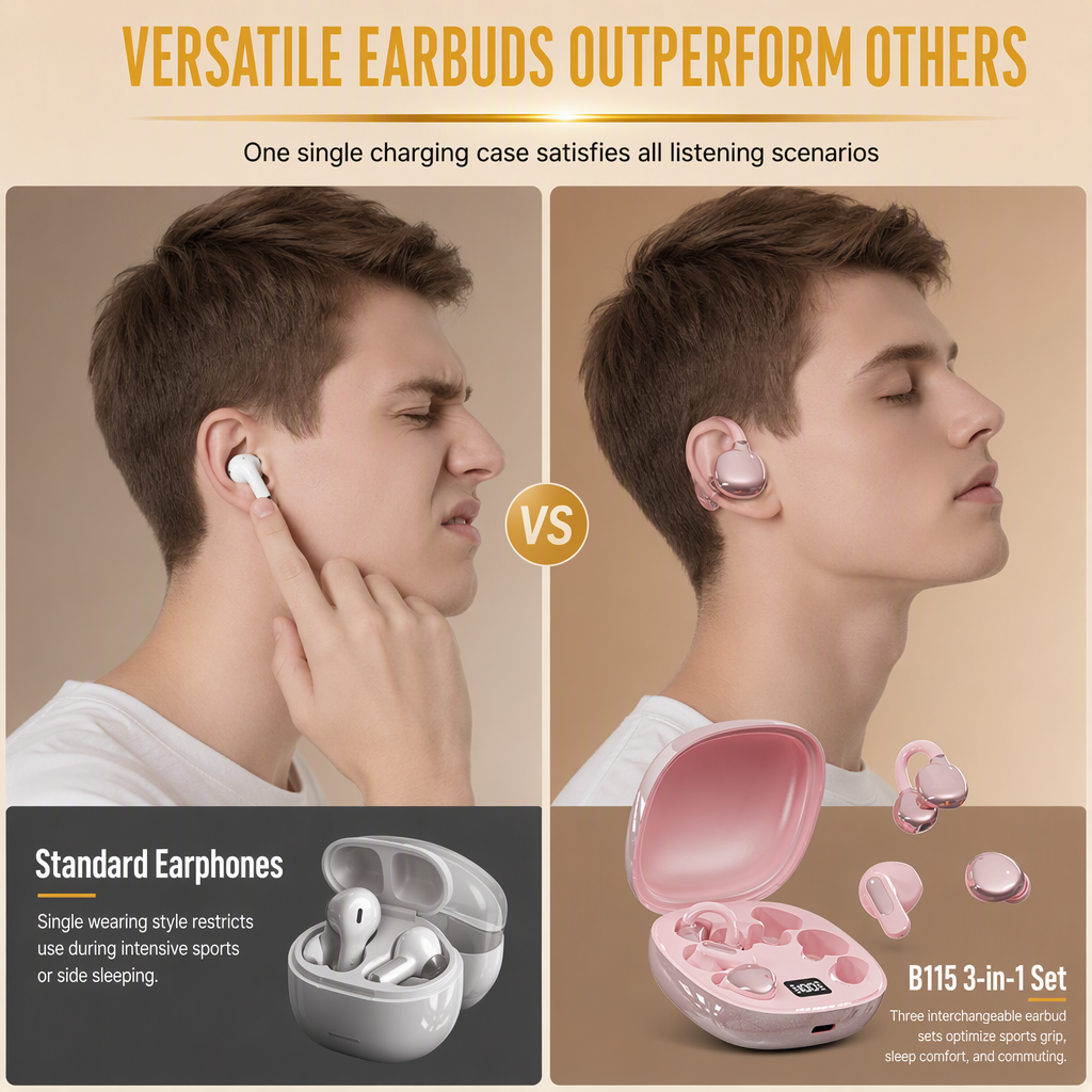 🎧✨ 3-in-1 Bluetooth Headset – 50% OFF! Sports clips + mini sleep buds, ergonomic fit, compact case – one set for workouts & deep sleep. 😴