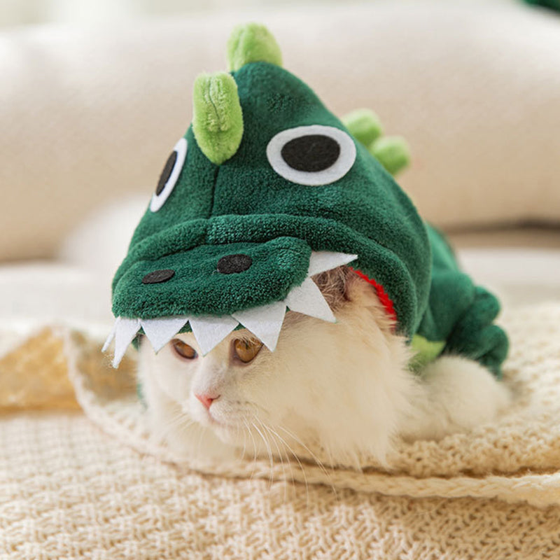 Warm Plush Pet Dinosaur Hoodie Jumpsuit