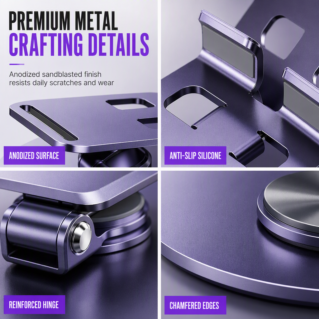 📢📢 50% OFF✨Premium All-Metal Phone Stand – 360° Rotating Desktop Holder